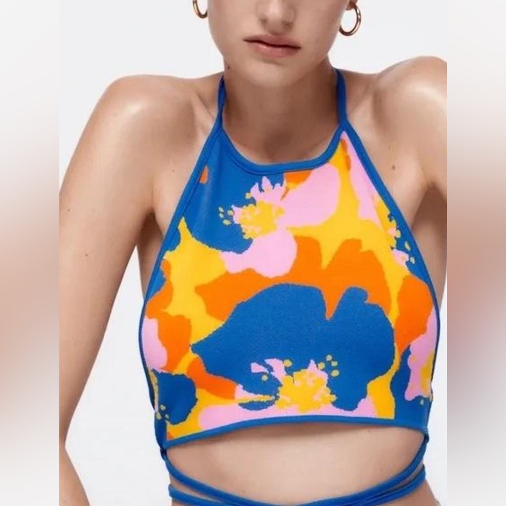 Zara Blue Floral One-Piece Swimsuit